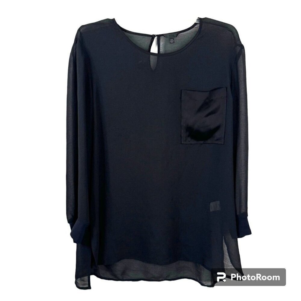 ATM Blouse Top Women's Lrg Sheer Black Anthony Thomas Melillo Dressy Evening GUC